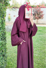 Plum Abaya – Elegant Premium Modest Wear With Matching Stole