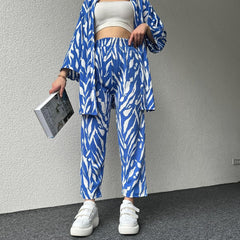 Stylish Zebra Print Coordinated Set Trendy Gown & Trousers