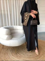 Graceful Embroidered Upper Abaya – Elegant Statement Modest Wear
