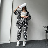 Stylish Zebra Print Coordinated Set Trendy Gown & Trousers