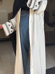 Graceful Embroidered Upper Abaya – Elegant Statement Modest Wear