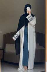Graceful Embroidered Upper Abaya – Elegant Statement Modest Wear