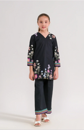 Floral Nocturne Embroidered 2-Piece Suit for Girls | Elegant Eid & Party Wear 2025 (6-14 Years)
