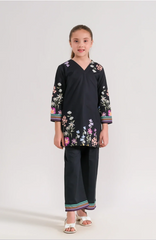 Floral Nocturne Embroidered 2-Piece Suit for Girls | Elegant Eid & Party Wear 2025 (6-14 Years)