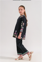 Floral Nocturne Embroidered 2-Piece Suit for Girls | Elegant Eid & Party Wear 2025 (6-14 Years)