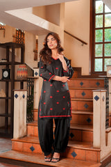 Zohra Noir – Elegant Black 3PC Kurti Set | Premium Summer Wear