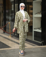 Trendy Olive Tribal Print Set Sophisticated Style