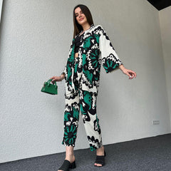 Modern Spider Fabric Kimono Lawn Suit