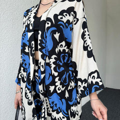 Modern Spider Fabric Kimono Lawn Suit