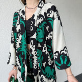 Modern Spider Fabric Kimono Lawn Suit
