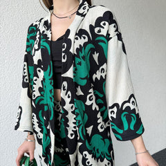 Modern Spider Fabric Kimono Lawn Suit
