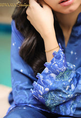 Deep Midnight Navy With Starry Sky Print 2-Piece Kurti Set
