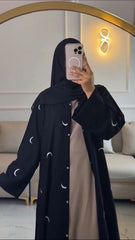 Moon Double Layer Luxe Abaya With Premium Stole – Elegant Modest Wear