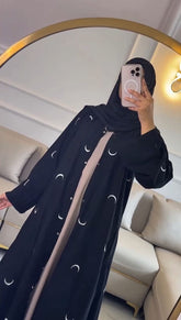 Moon Double Layer Luxe Abaya With Premium Stole – Elegant Modest Wear
