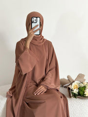 Nida Al Luxe Abaya With Premium Stole – Elegant Lace Modest Wear