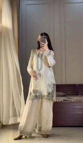Noor-e-Ivory – Premium Emperial Silk 3PC Suit ✨