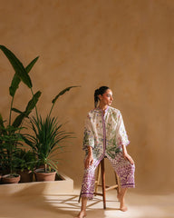 Loungewear Ensemble Cross Slub Printed Cord 2-Piece Set