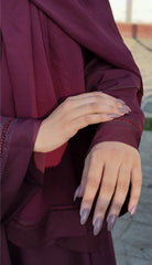 Plum Abaya – Elegant Premium Modest Wear With Matching Stole