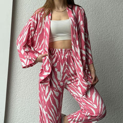 Stylish Zebra Print Coordinated Set Trendy Gown & Trousers