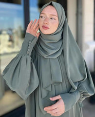 Olive Abaya With Premium Stole – Elegant Modest Everyday Wear