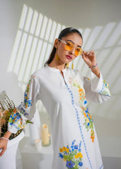 Sunset Bloom – Orange & Aqua Botanical 2-Piece Kurti Set