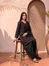 Zohra Noir – Elegant Black 3PC Kurti Set | Premium Summer Wear