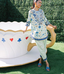 Playful Mint Meadow Premium digital printed lawn 2-Piece Set