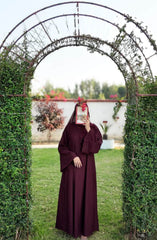 Plum Abaya – Elegant Premium Modest Wear With Matching Stole