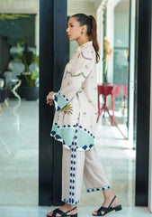 Contemporary Beige Palm Moti Premium digital printed lawn 2-Piece Set