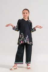 Floral Nocturne Embroidered 2-Piece Suit for Girls | Elegant Eid & Party Wear 2025 (6-14 Years)