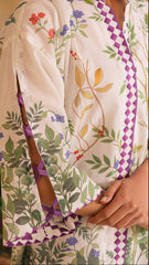 Loungewear Ensemble Cross Slub Printed Cord 2-Piece Set