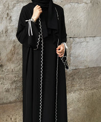 The Luna Ribbon Abaya With Premium Stole – Elegant Modest Luxury Wear