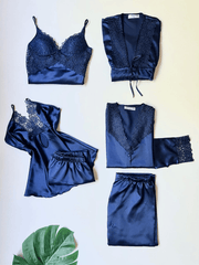 Turkish 6-Piece Satin Nightgown Set for Women - Fashion luxe
