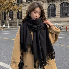 Luxury winter fleece scarf oversized shawl wrap for elegant warmth