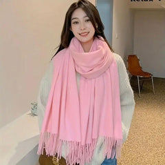 Luxury winter fleece scarf oversized shawl wrap for elegant warmth